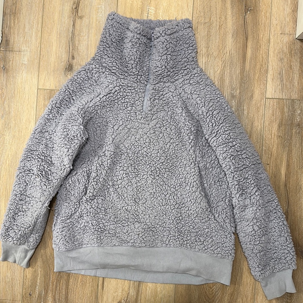 Lavender quarter zip Sherpa sweater